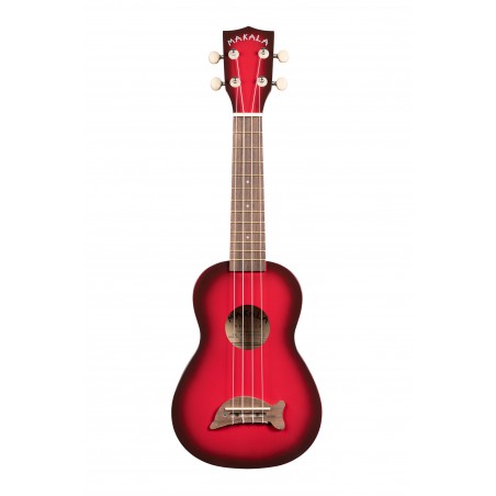 Makala Dolphin MK-SD-RDBURST - Red Burst Soprano Dolphin Ukulele, with Tote Bag