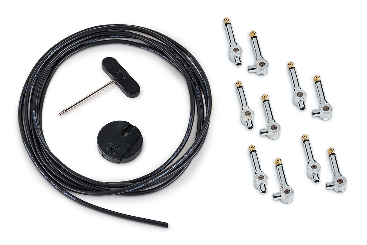 RockBoard PatchWorks Solderless Patch Cable Set - 3 m / 9.8 ft. Cable + 10 Plugs - Chrome RockBoard PatchWorks Solderless Patch Cable Set - 3 m / 9.8 ft. Cable + 10 Plugs - Chrome
