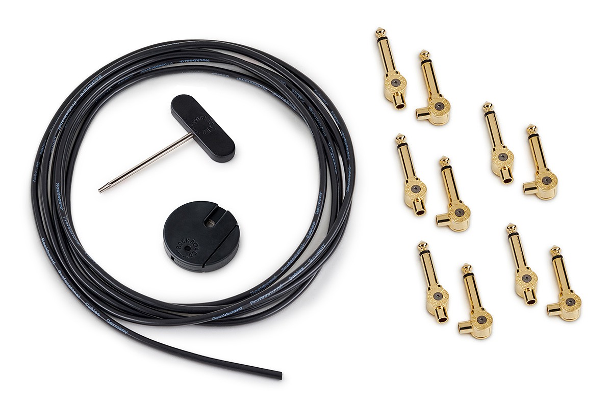 RockBoard PatchWorks Solderless Patch Cable Set - 3 m / 9.8 ft. Cable + 10 Plugs - Gold