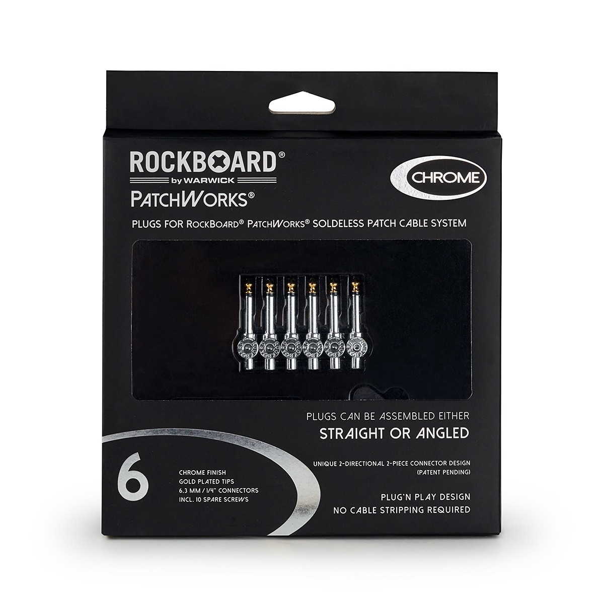 RockBoard PatchWorks Solderless Plugs, 6 pcs. - Chrome RockBoard PatchWorks Solderless Plugs, 6 pcs. - Chrome