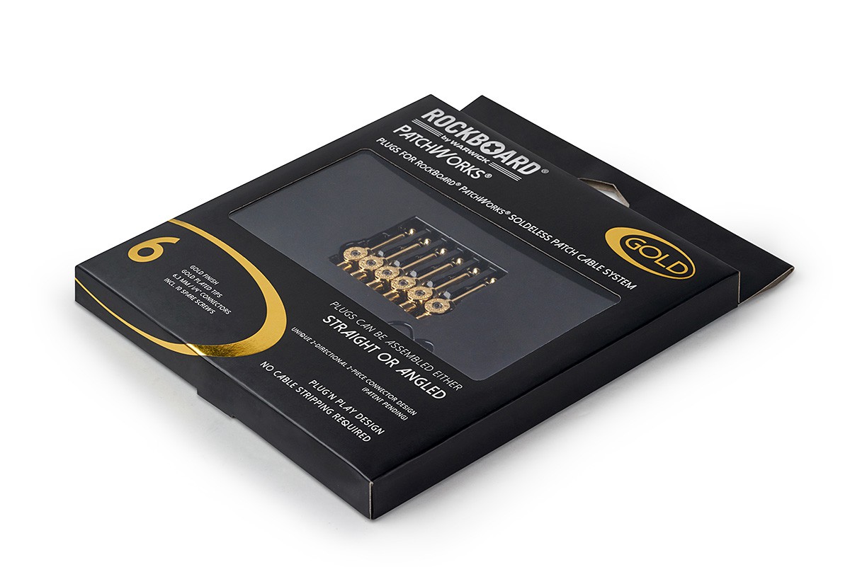 RockBoard PatchWorks Solderless Plugs, 6 pcs. - Gold RockBoard PatchWorks Solderless Plugs, 6 pcs. - Gold